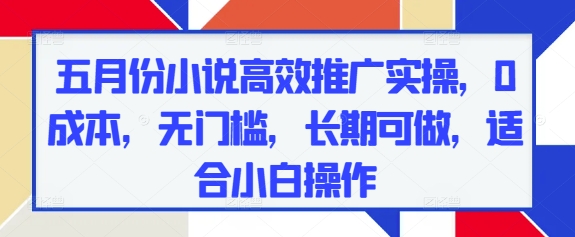 五月份小说高效推广实操，0成本，无门槛，长期可做，适合小白操作-策里行间