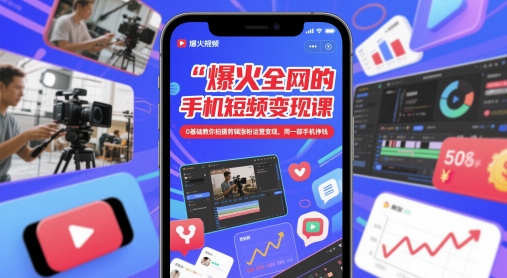 爆火全网的手机短视频变现课，0基础教你拍摄剪辑涨粉运营变现，用一部手机挣钱-策里行间