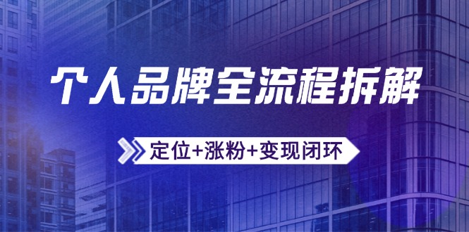 个人品牌全流程拆解：定位+涨粉+变现闭环，微信生态运营与资源整合-策里行间