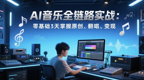 AI音乐全链路实战变现课：零基础3天掌握原创、翻唱、变现-策里行间