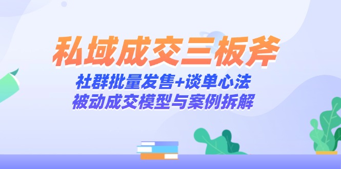 私域成交三板斧：社群批量发售+谈单心法，被动成交模型与案例拆解-策里行间