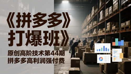 《拼多多打爆班》原创高阶技术第44期，拼多多高利润强付费-策里行间