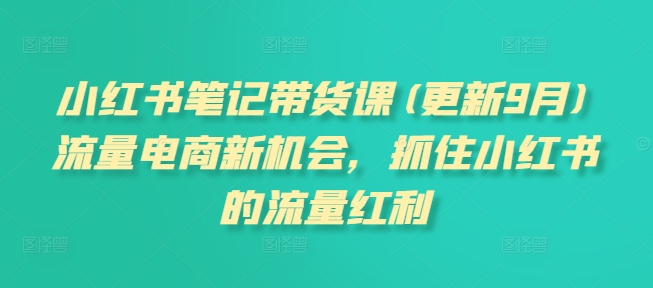 小红书笔记带货课(更新25年4月)流量电商新机会，抓住小红书的流量红利-策里行间
