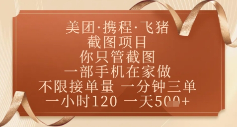 飞猪美团截图项目，你只管截图，一部手机在家做，正规平台无套路，一天5张+【揭秘】-策里行间