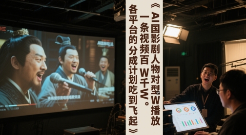 AI三国影视剧人物对口型唱歌玩法，一条视频百W千W播放，各平台的分成计划吃到飞起-策里行间