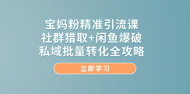 宝妈粉精准引流课，社群猎取+闲鱼爆破，私域批量转化全攻略-策里行间