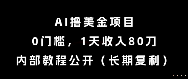AI撸美金项目，0门槛，1天收入80刀，内部教程公开(长期复利)【揭秘】-策里行间