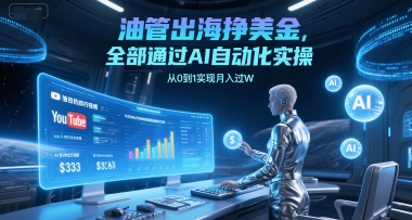 油管出海挣美金，全部通过AI自动化实操，从0到1实现月入过W-策里行间