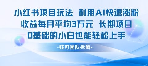 适合小白操作的小红书新项目，利用AI快速涨粉，收益每月平均1W+-策里行间