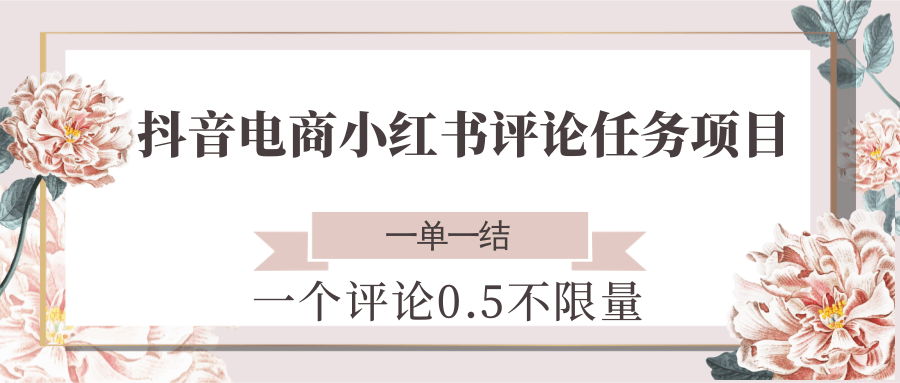 抖音电商小红书评论任务项目，一个评论0.5，一单一结 不限量-策里行间