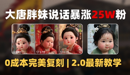 AI大唐胖贵妃说话2.0，40条视频暴涨40w粉，附独家变现攻略-策里行间