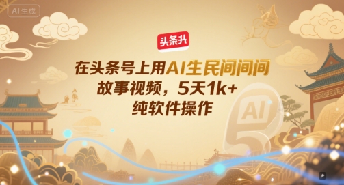 在头条号上用AI生民间故事视频，5天1k+，纯软件操作-策里行间