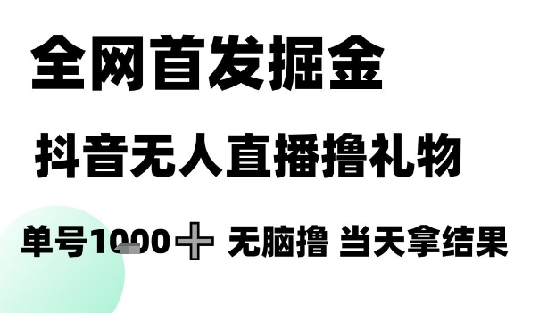 全网首发掘金抖音无人直播撸礼物，单号1k +无脑撸，当天拿结果【揭秘】-策里行间