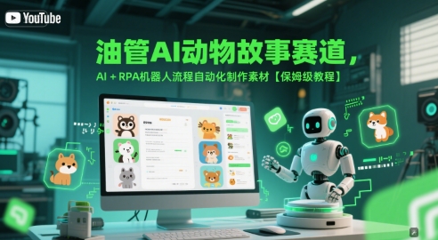 油管AI动物故事赛道，AI+RPA机器人流程自动化制作素材【保姆级教程】-策里行间