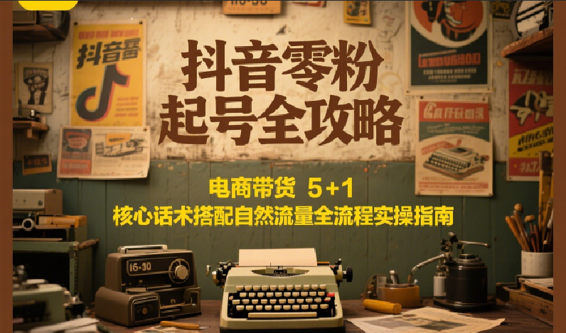 抖音零粉起号全攻略：电商带货 5+1 核心话术搭配自然流量全流程实操指南-策里行间