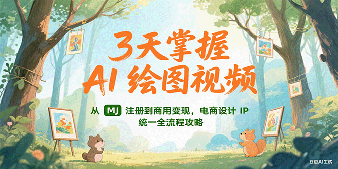 3天掌握AI绘图视频，从MJ 注册到商用变现，电商设计IP统一全流程攻略-策里行间