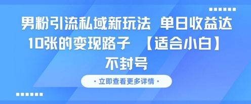 男粉引流私域新玩法，单日收益达10张的变现路子 【适合小白】不封号-策里行间