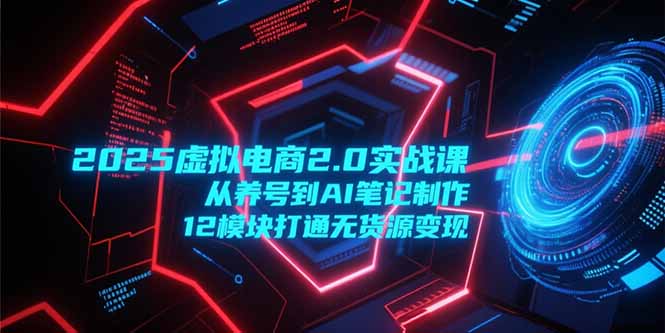 2025虚拟电商2.0实战课，从养号到AI笔记制作，12模块打通无货源变现-策里行间