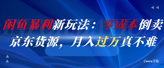 闲鱼暴利新玩法：零成本倒卖京东货源，月入过1W真不难-策里行间