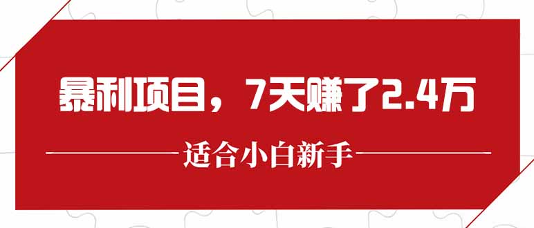 最新暴利项目，每单收益轻松在300以上，7天赚了2.4万-策里行间