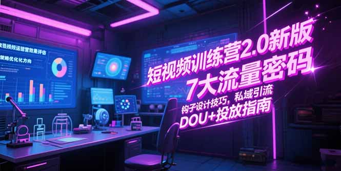 短视频训练营2.0新版，7大流量密码/钩子设计技巧/私域引流/DOU+投放指南-策里行间