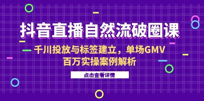 抖音直播自然流破圈课-6月，千川投放与标签建立，单场GMV百万实操案例解析-策里行间