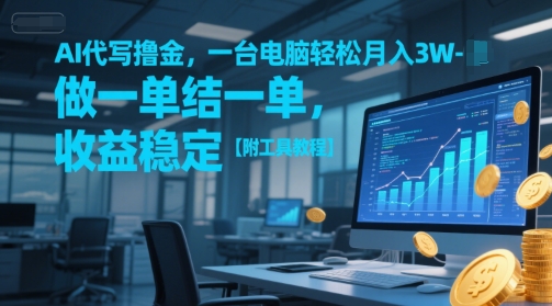 AI代写撸金，一台电脑轻松月入1-3W，做一单结一单，收益稳定【附工具教程】-策里行间