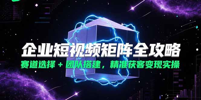 企业短视频矩阵全攻略，赛道选择+团队搭建，精准获客变现实操-策里行间