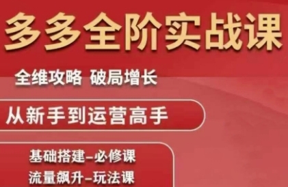 拼多多全阶实战课程，全维攻略，破局增长，从新手到运营高手-策里行间