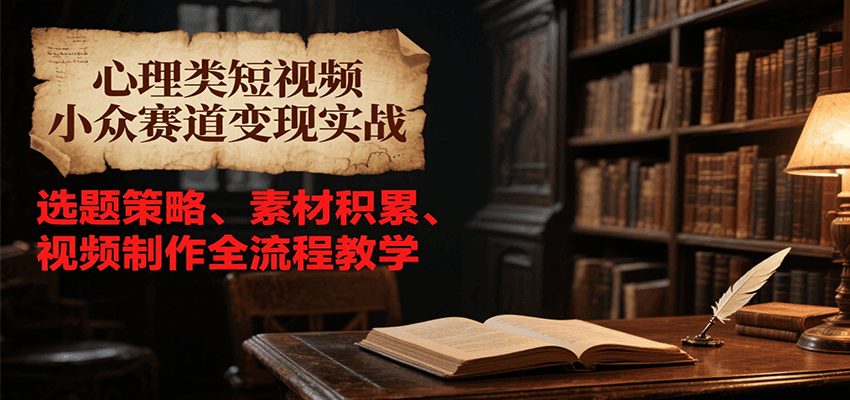心理类短视频小众赛道变现实战，选题策略、素材积累、视频制作全流程教学-策里行间