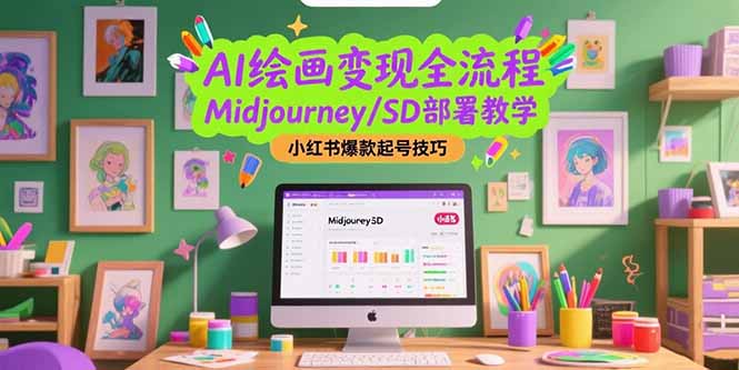 AI绘画变现全流程，Midjourney/SD部署教学，小红书爆款起号技巧-策里行间