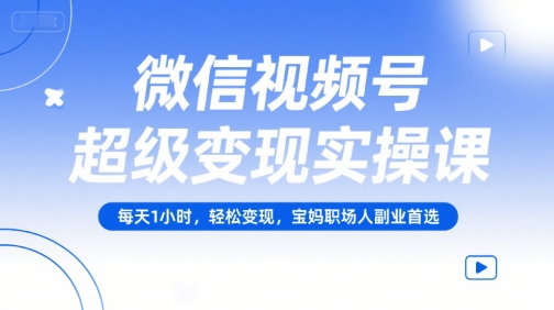 微信视频号超级变现实操课，每天1小时，轻松变现，宝妈职场人副业首选-策里行间