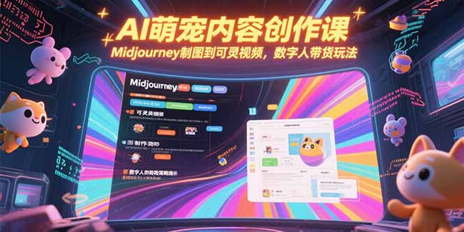 AI萌宠内容创作课，Midjourney制图到可灵视频，数字人带货玩法-策里行间