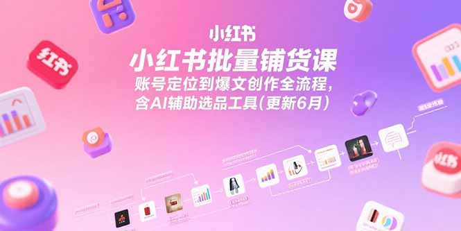 小红书批量铺货课，账号定位到爆文创作全流程，含AI辅助选品工具(更新6月-策里行间