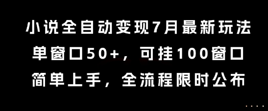 小说全自动变现7月玩法，单窗口50+，可挂100窗口，简单上手，全流程限时公布【揭秘】-策里行间