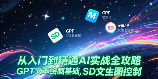 从入门到精通AI实战全攻略，GPT文本绘画基础，MJ参数详解，SD文生图控制-策里行间