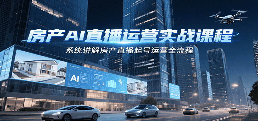房产AI直播运营实战课程，系统讲解房产直播起号运营全流程-策里行间