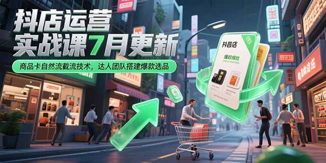 抖店运营实战课7月更新，商品卡自然流截流技术，达人团队搭建爆款选品-策里行间