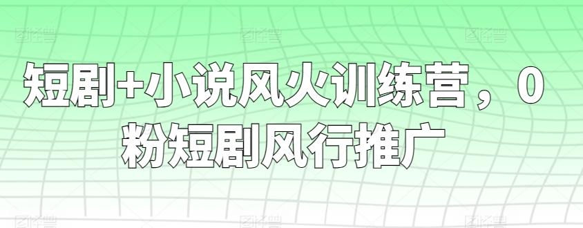 短剧+小说风火训练营，0粉短剧风行推广-策里行间