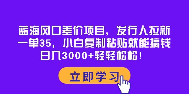 蓝海风口差价项目，发行人拉新，一单35，小白复制粘贴就能搞钱！日入30…-策里行间