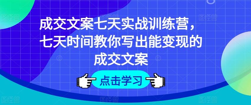 成交文案七天实战训练营，七天时间教你写出能变现的成交文案-策里行间