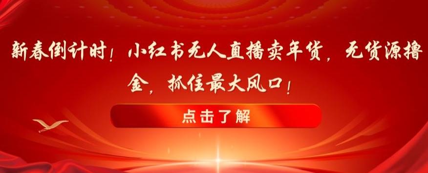 新春倒计时！小红书无人直播卖年货，无货源撸金，抓住最大风口【揭秘】-策里行间
