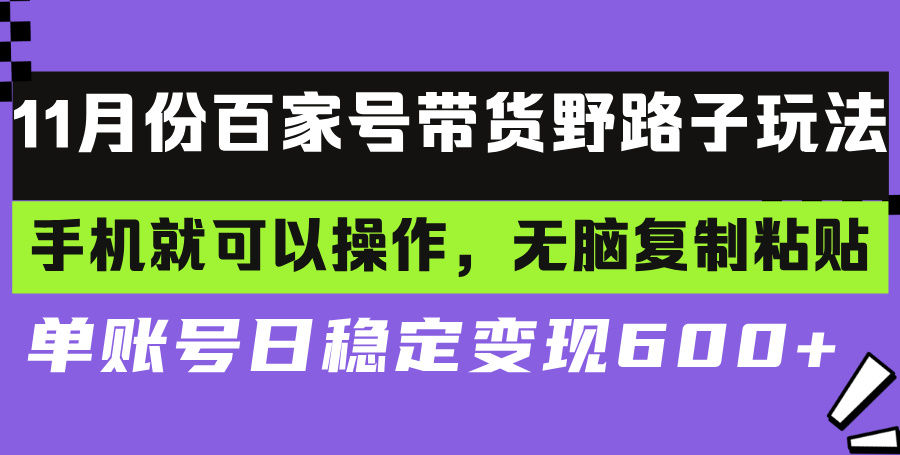 百家号带货野路子玩法 手机就可以操作，无脑复制粘贴 单账号日稳定变现…-策里行间