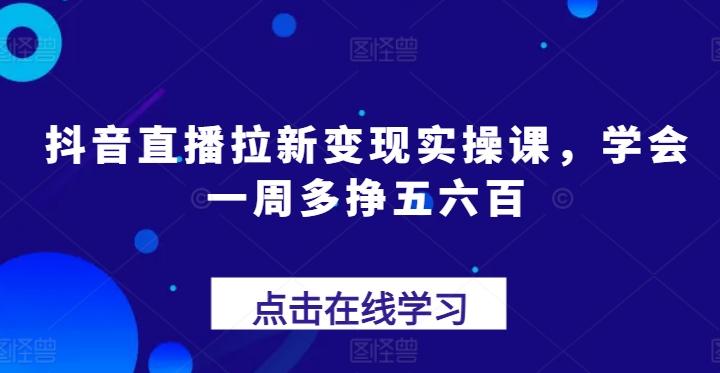 抖音直播拉新变现实操课，学会一周多挣五六百-策里行间