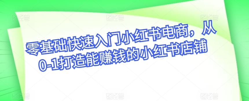 零基础快速入门小红书电商，从0-1打造能赚钱的小红书店铺-策里行间