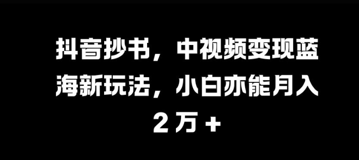 抖音抄书，中视频变现蓝海新玩法，小白亦能月入 过W【揭秘】-策里行间