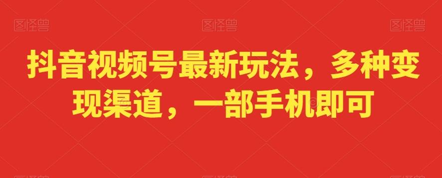 抖音视频号最新玩法，多种变现渠道，一部手机即可-策里行间