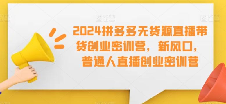 2024拼多多无货源直播带货创业密训营，新风口，普通人直播创业密训营-策里行间