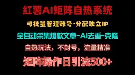 红薯矩阵自热系统，独家不死号引流玩法！矩阵操作日引流500+-策里行间