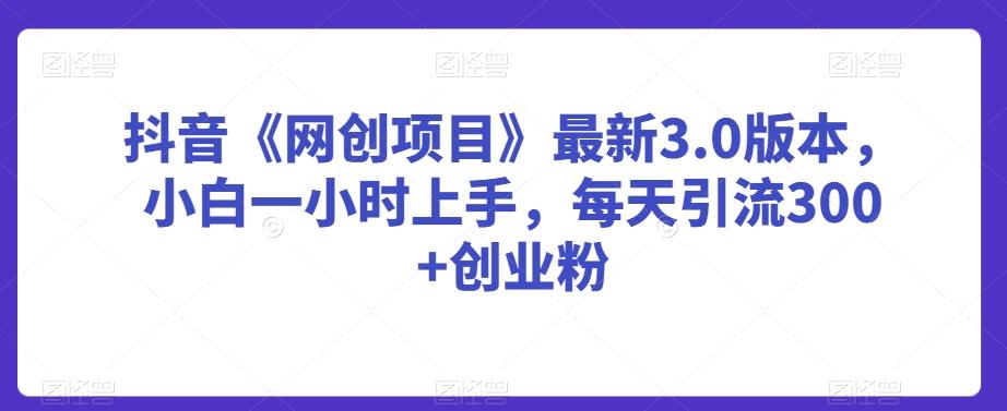 抖音《网创项目》最新3.0版本，小白一小时上手，每天引流300+创业粉【揭秘】-策里行间